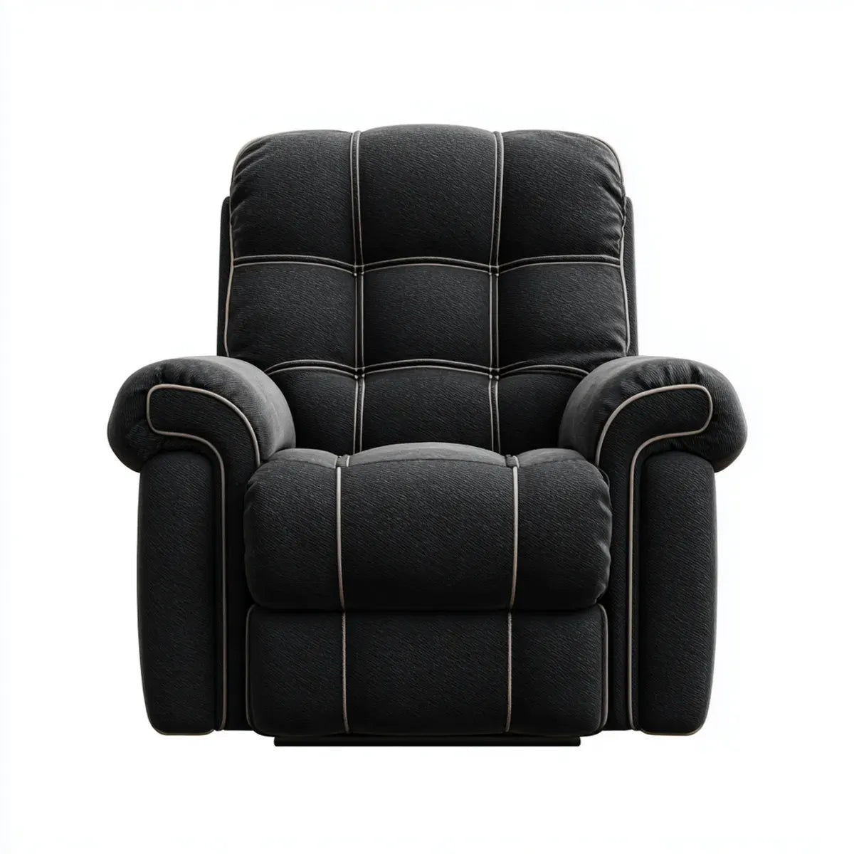Fauteuil de salon fixe noir à accoudoirs en similicuir PU rectangulaire 95 x 90 x 102 cm