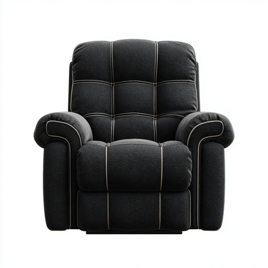 Fauteuil de salon fixe noir à accoudoirs en similicuir PU rectangulaire 95 x 90 x 102 cm