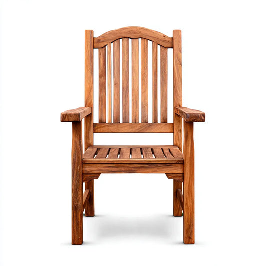 Fauteuil à accoudoirs marron en bois massif 65 x 60 x 110 cm dossier ajouré