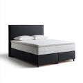 Ensemble lit double boxspring noir 160 x 200 cm avec matelas sommier en polyester tête de lit en PU rectangulaire