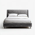 Lit double capitonné gris foncé 160 x 200 cm en velours polyester rectangulaire
