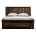 Lit double 160 x 200 cm marron foncé en bois massif forme rectangulaire