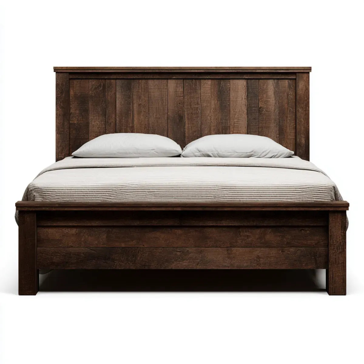 Lit double 160 x 200 cm marron foncé en bois massif forme rectangulaire