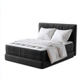 Lit double continental noir 160 x 200 cm en PU et velours polyester avec matelas rectangulaire