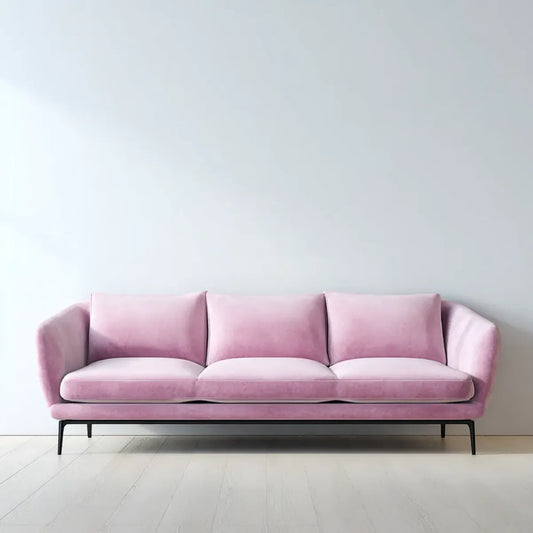 Canapé droit 3 places rose poudré 210 x 85 x 82 cm en velours de polyester