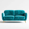 Canapé 2 places droit turquoise en velours polyester 160 x 85 x 82 cm