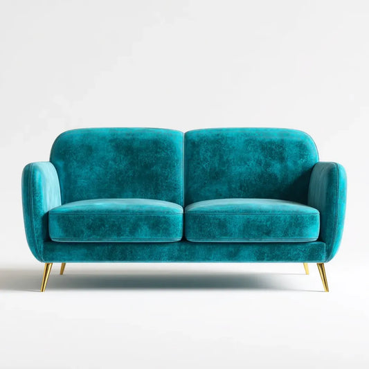 Canapé 2 places droit turquoise en velours polyester 160 x 85 x 82 cm