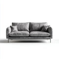 Canapé 3 places gris en microfibre polyester 210 x 95 x 85 cm rectangulaire