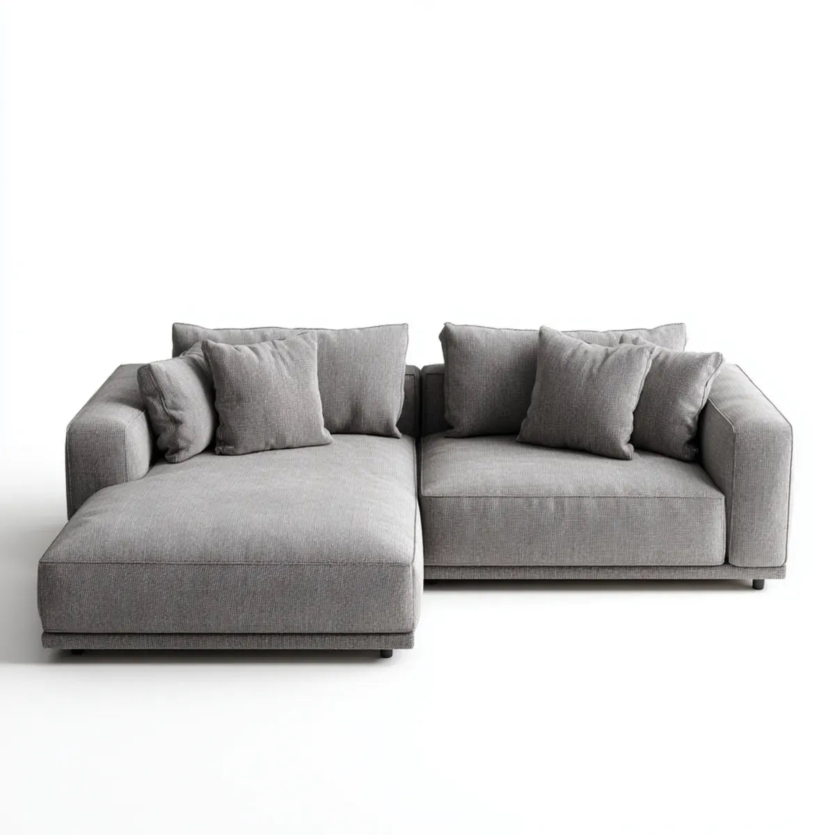 Canapé d'angle 3 places avec méridienne gauche gris 280 x 160 cm en polyester et mousse polyuréthane