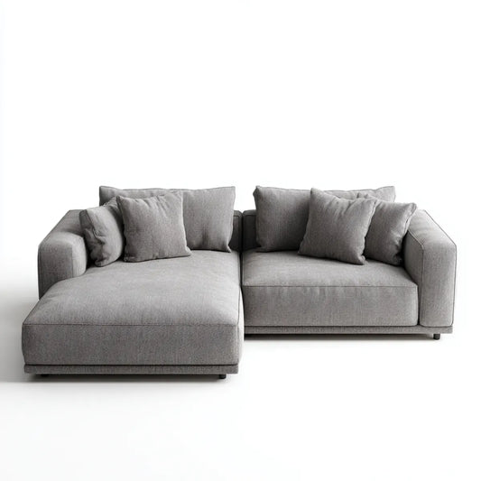 Canapé d'angle 3 places avec méridienne gauche gris 280 x 160 cm en polyester et mousse polyuréthane