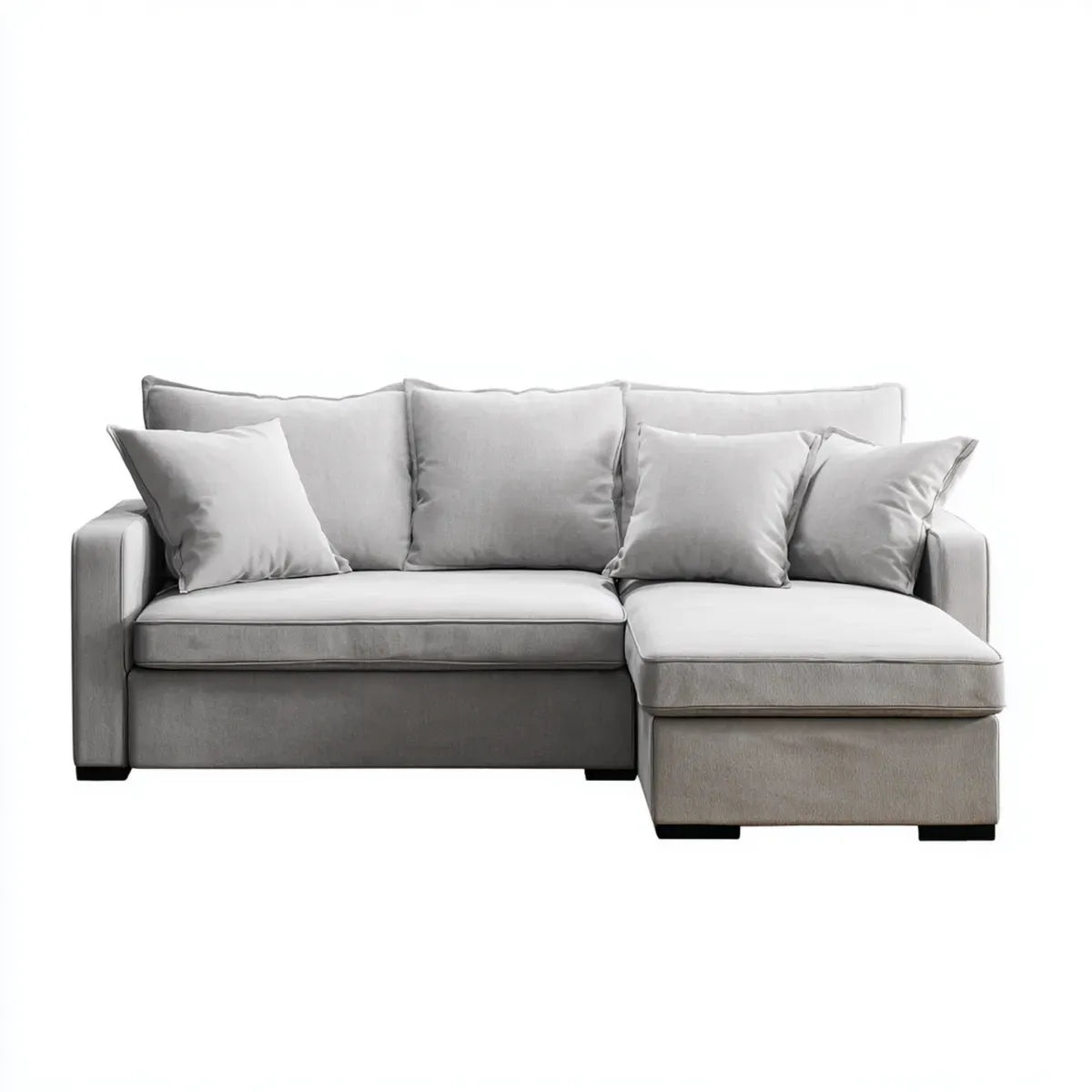 Canapé d'angle réversible 3 places gris en polyester avec méridienne 230 x 150 x 85 cm