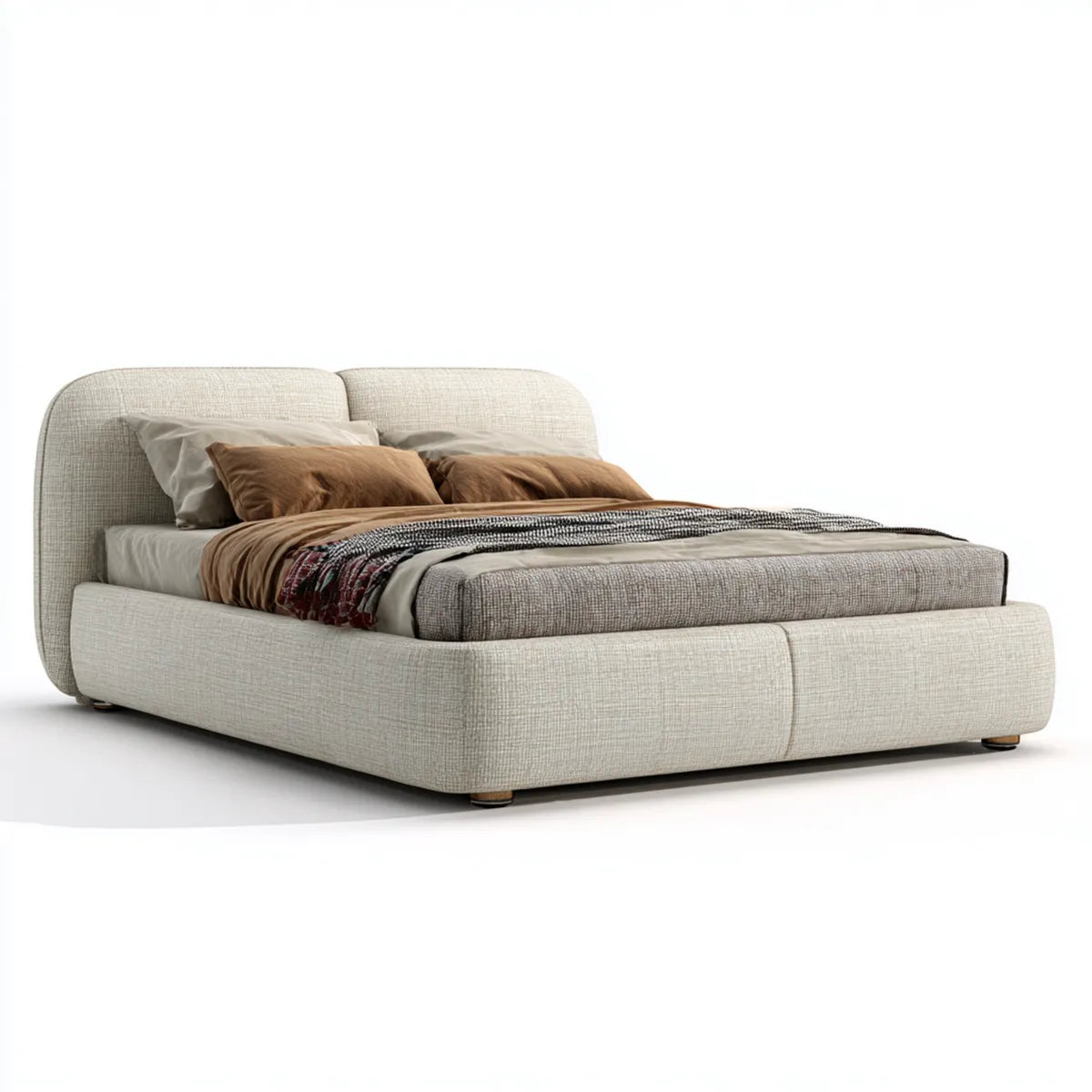 Lit double capitonné beige 160 x 200 cm en polyester forme rectangulaire