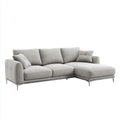 Canapé d'angle droit 3 places gris clair 280 x 170 x 85 cm en polyester avec pieds en acier chromé