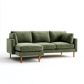 Canapé d'angle 3 places avec méridienne gauche vert olive 240 x 160 x 85 cm en polyester et bois massif