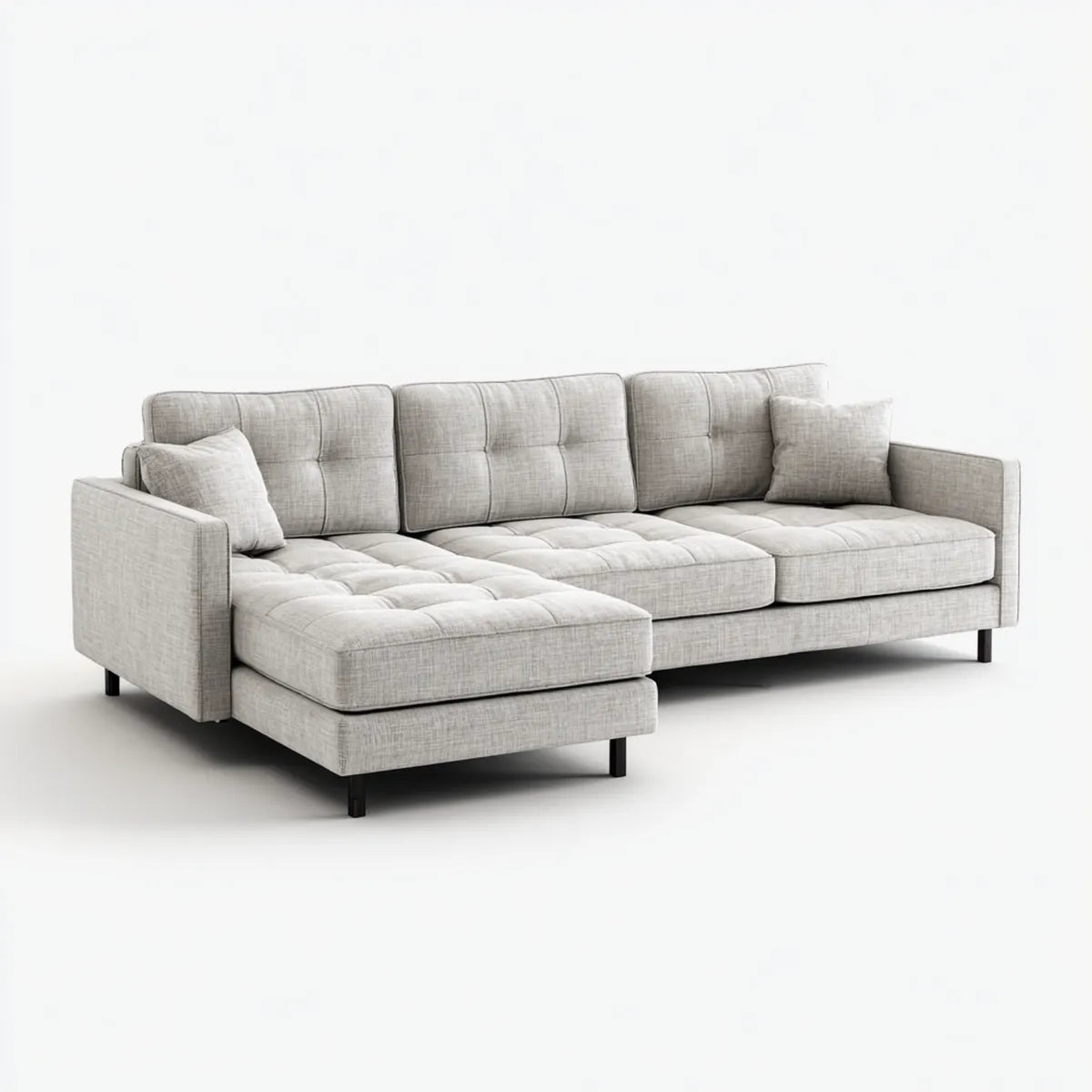 Canapé d'angle gauche 3 places gris clair en polyester 260 x 160 x 85 cm