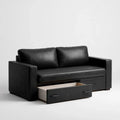 Canapé 2 places noir avec 2 tiroirs de rangement 145 x 85 x 85 cm similicuir PU rectangulaire